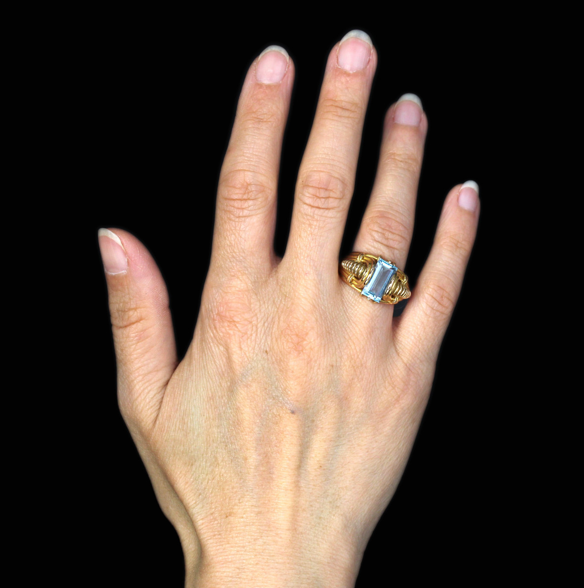 Retro Aquamarine And Gold Ring-photo-2