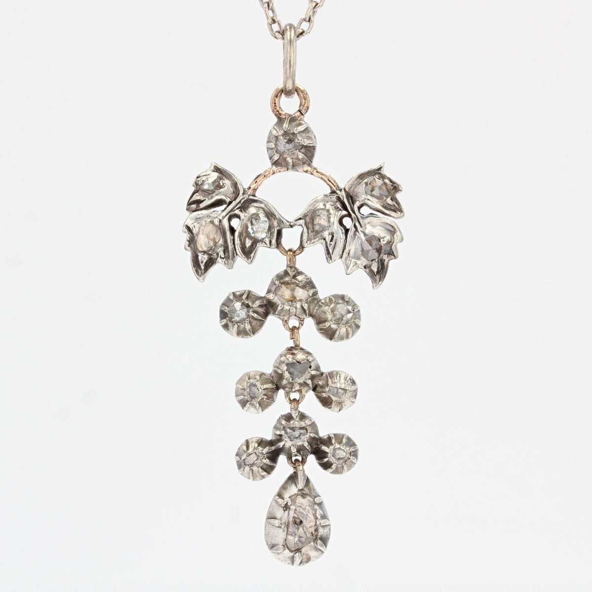 Pendentif Ancien Argent Or Diamants-photo-3