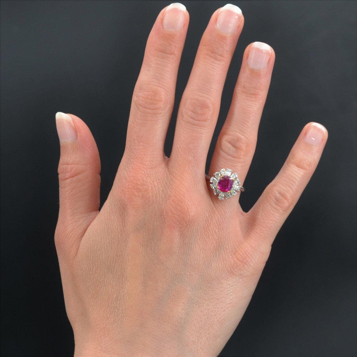 Bague Saphir Rose Et Diamants Taillés En Poire-photo-2