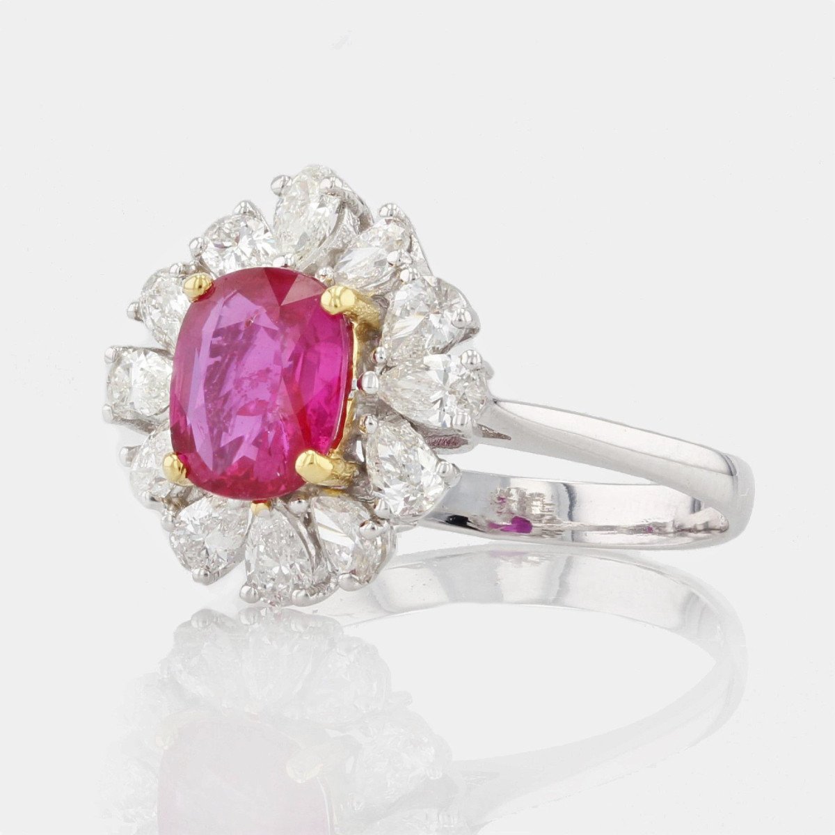 Bague Saphir Rose Et Diamants Taillés En Poire-photo-4