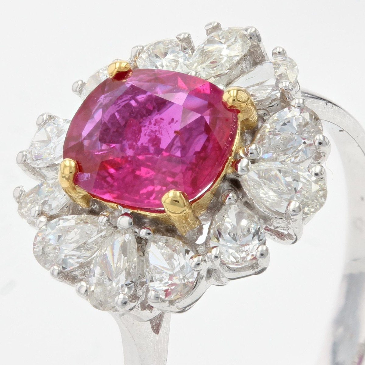 Bague Saphir Rose Et Diamants Taillés En Poire-photo-5