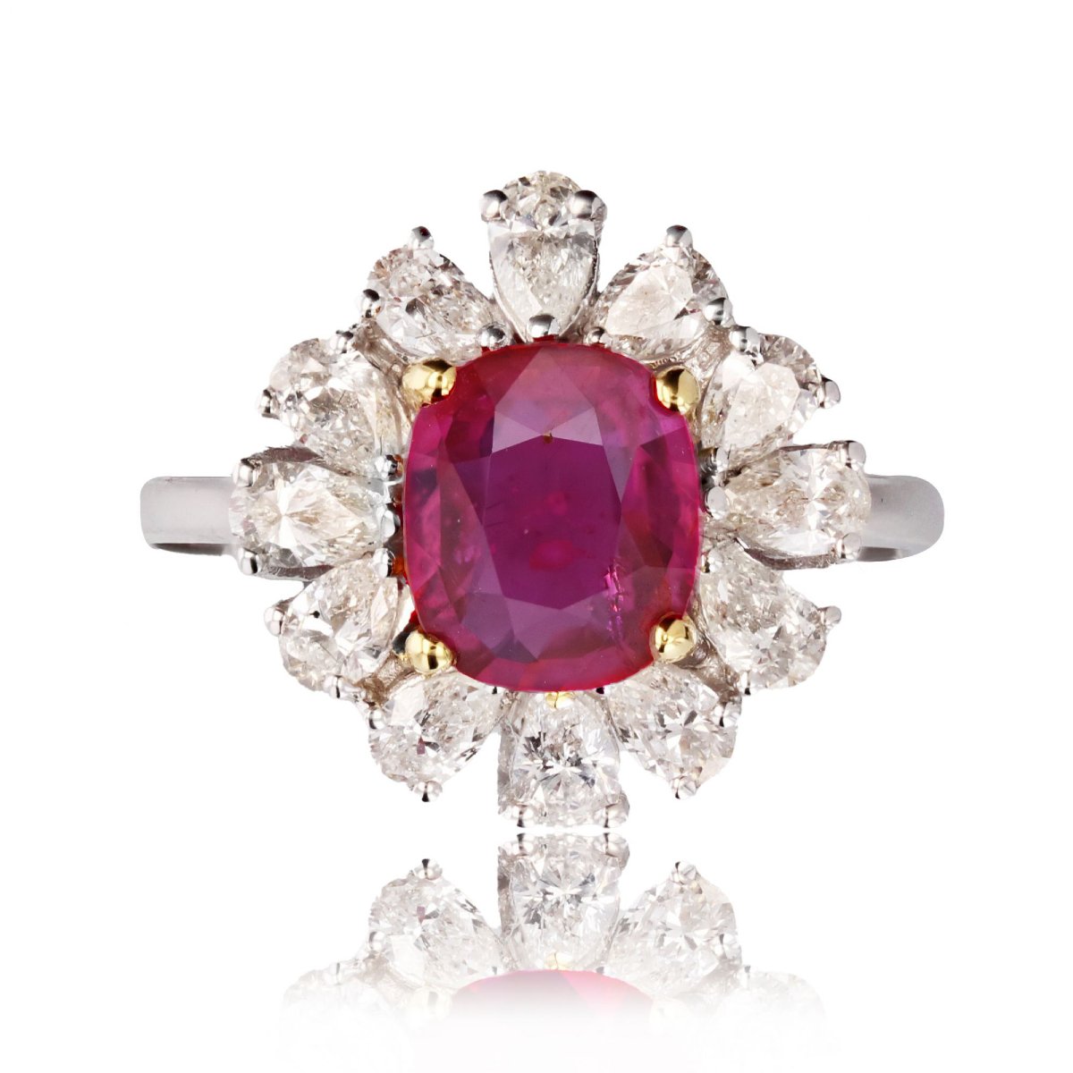 Pink Sapphire And Pear Cut Diamond Ring