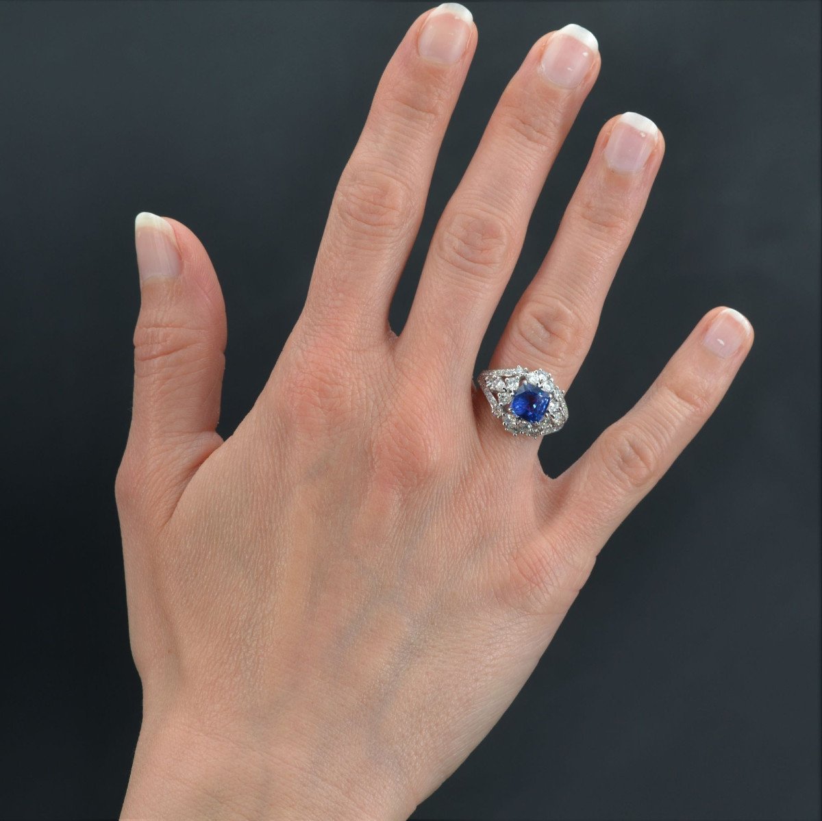 Sapphire And Diamond Dome Ring-photo-2