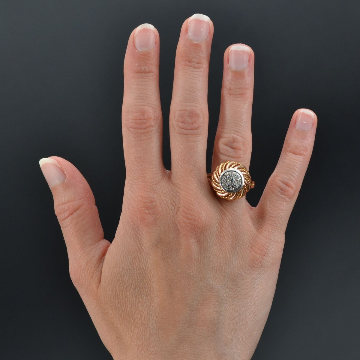 Vintage Gold Diamonds Ring-photo-2