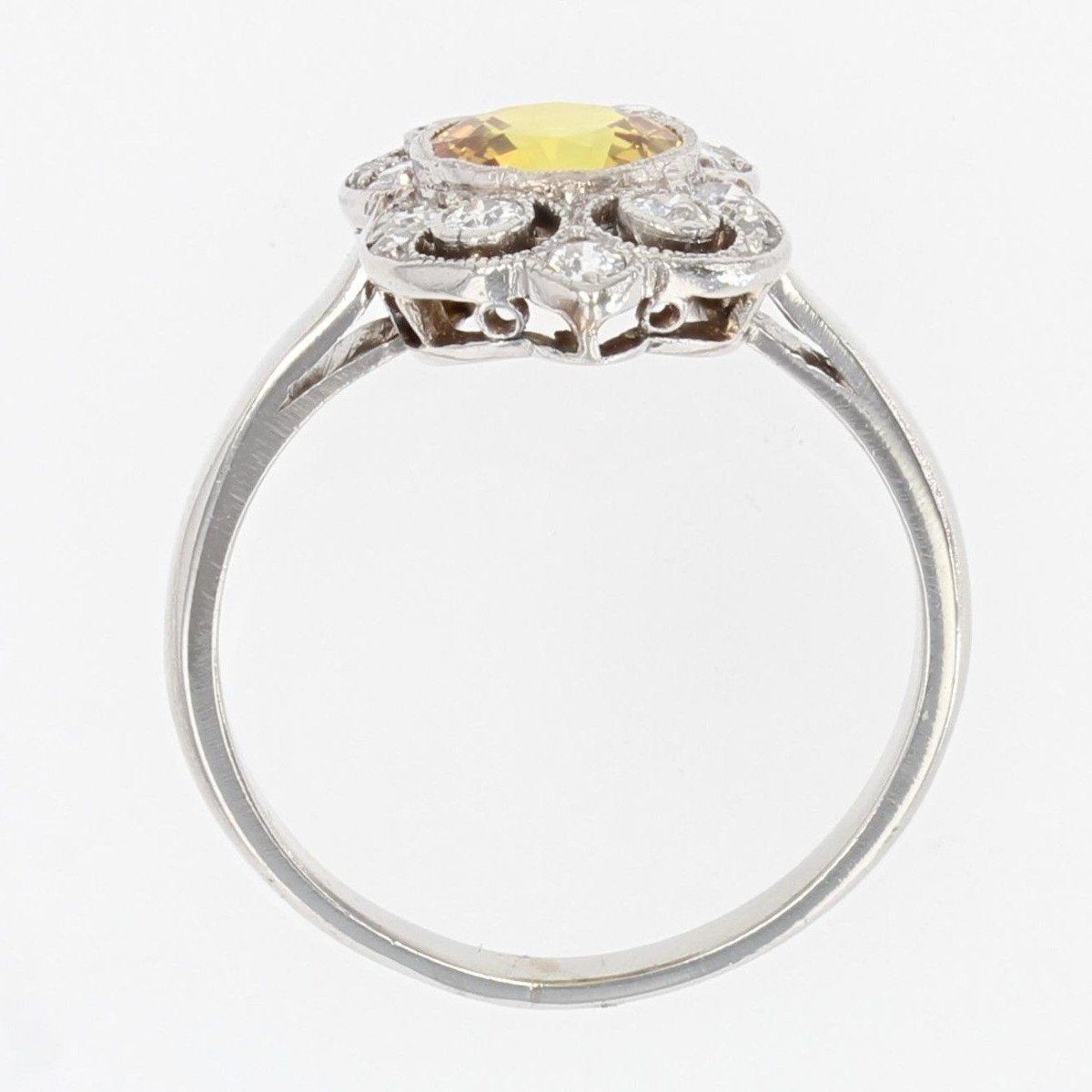 Yellow Sapphire And Diamonds Art Deco Ring-photo-6