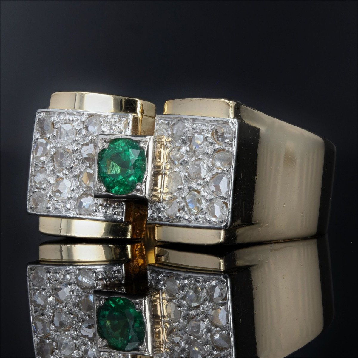 Emerald And Diamond Tank Ring-photo-4