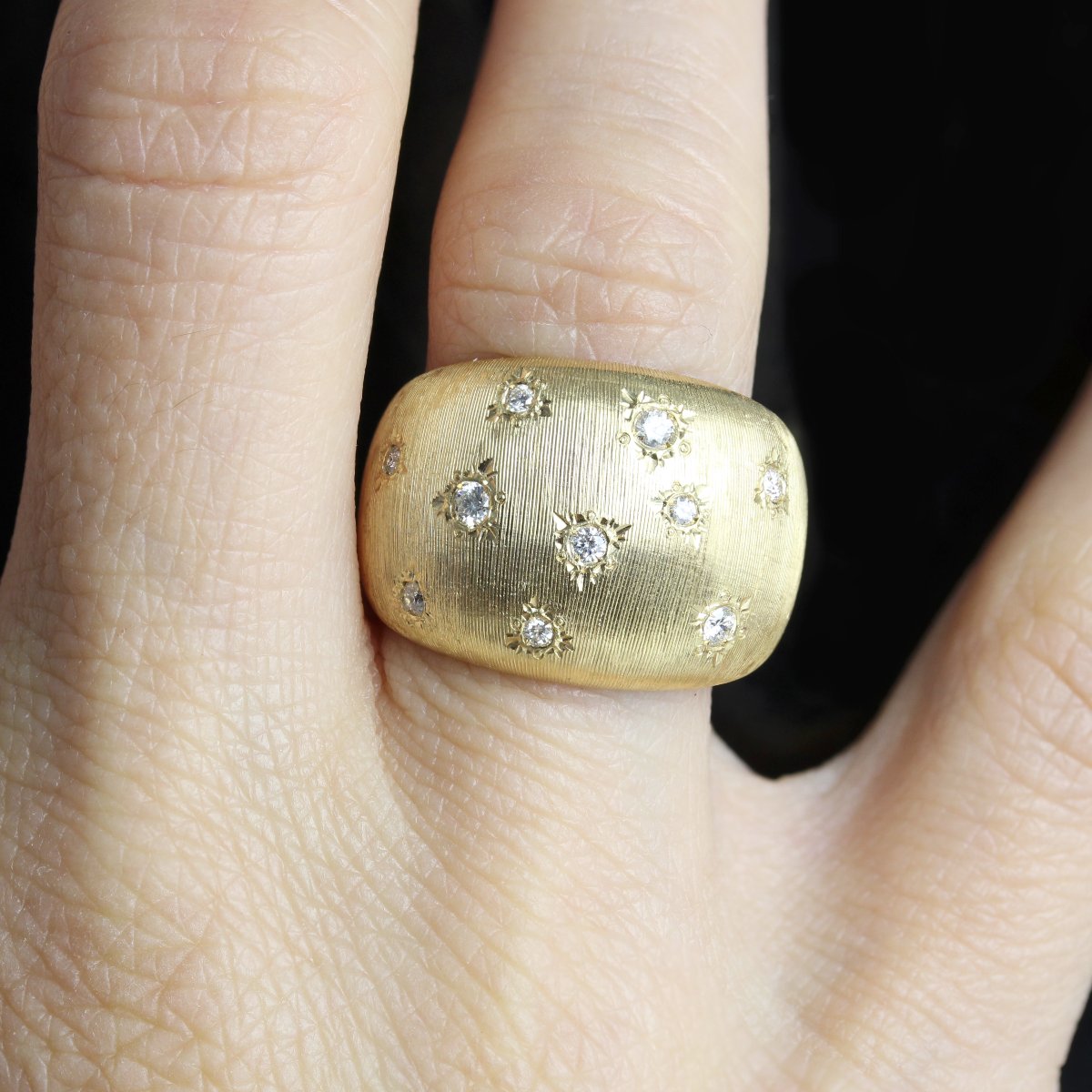 Bangle Ring Yellow Gold Diamonds Satin-photo-2