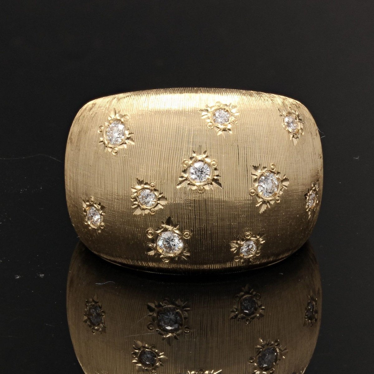 Bangle Ring Yellow Gold Diamonds Satin-photo-4
