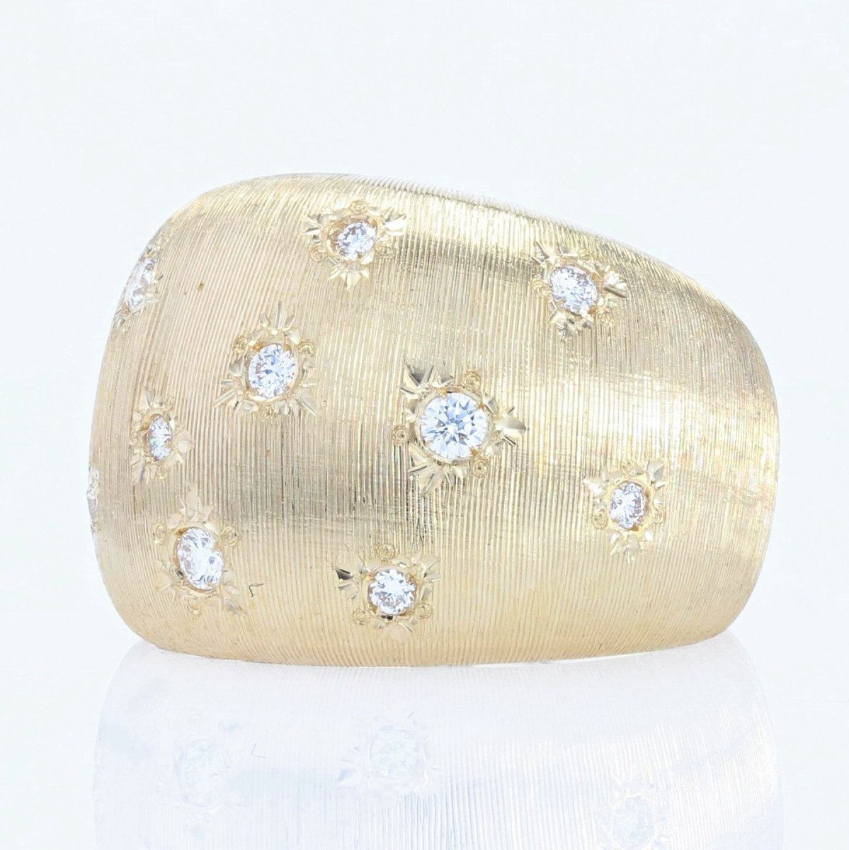 Bangle Ring Yellow Gold Diamonds Satin-photo-2