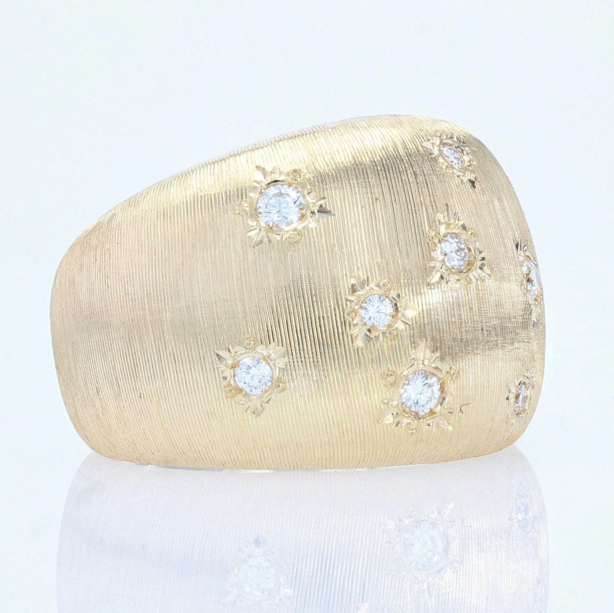 Bangle Ring Yellow Gold Diamonds Satin-photo-4