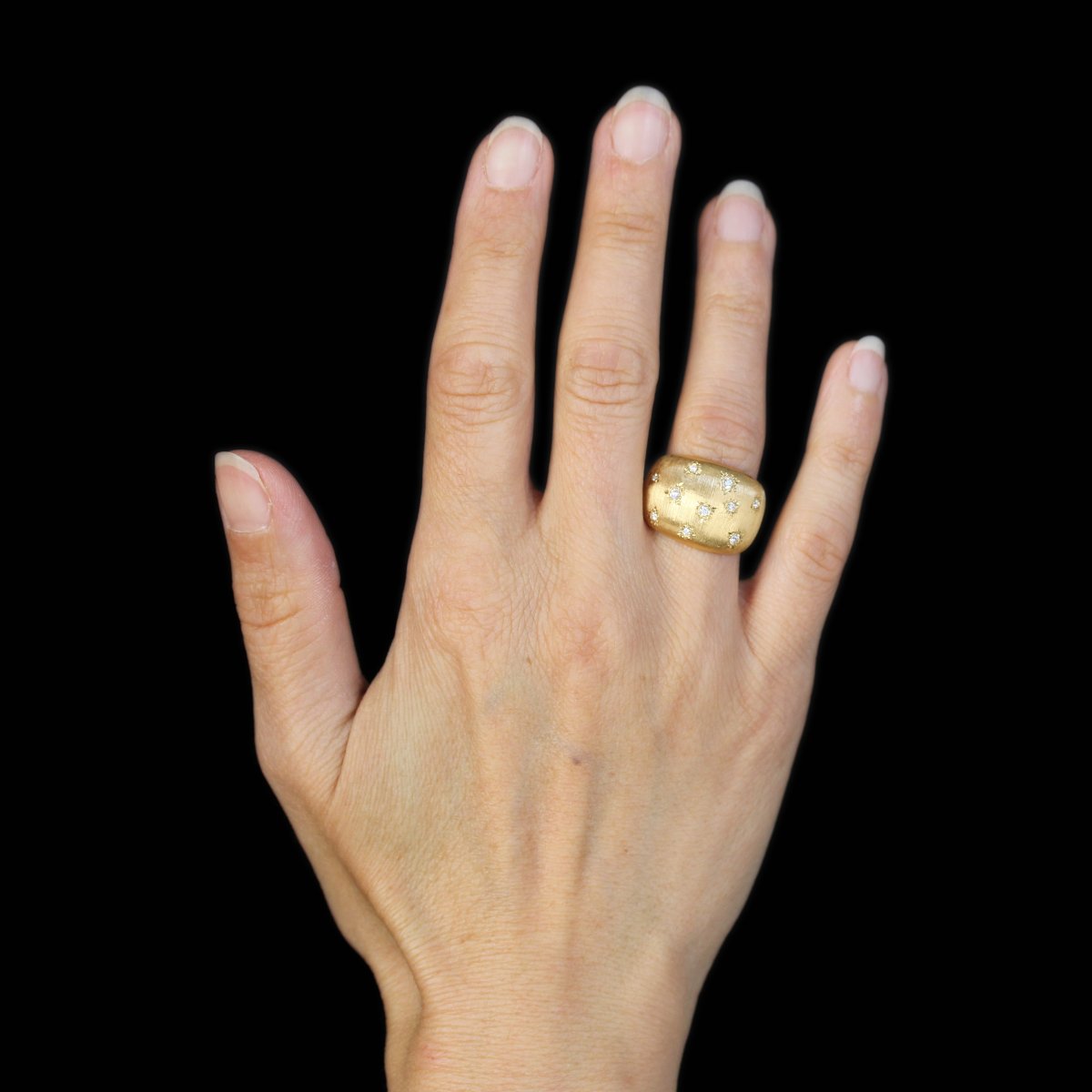 Bangle Ring Yellow Gold Diamonds Satin-photo-1