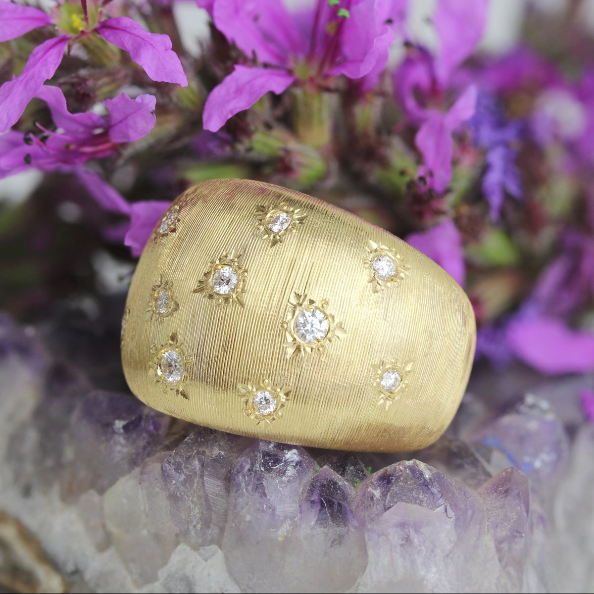 Bangle Ring Yellow Gold Diamonds Satin-photo-2