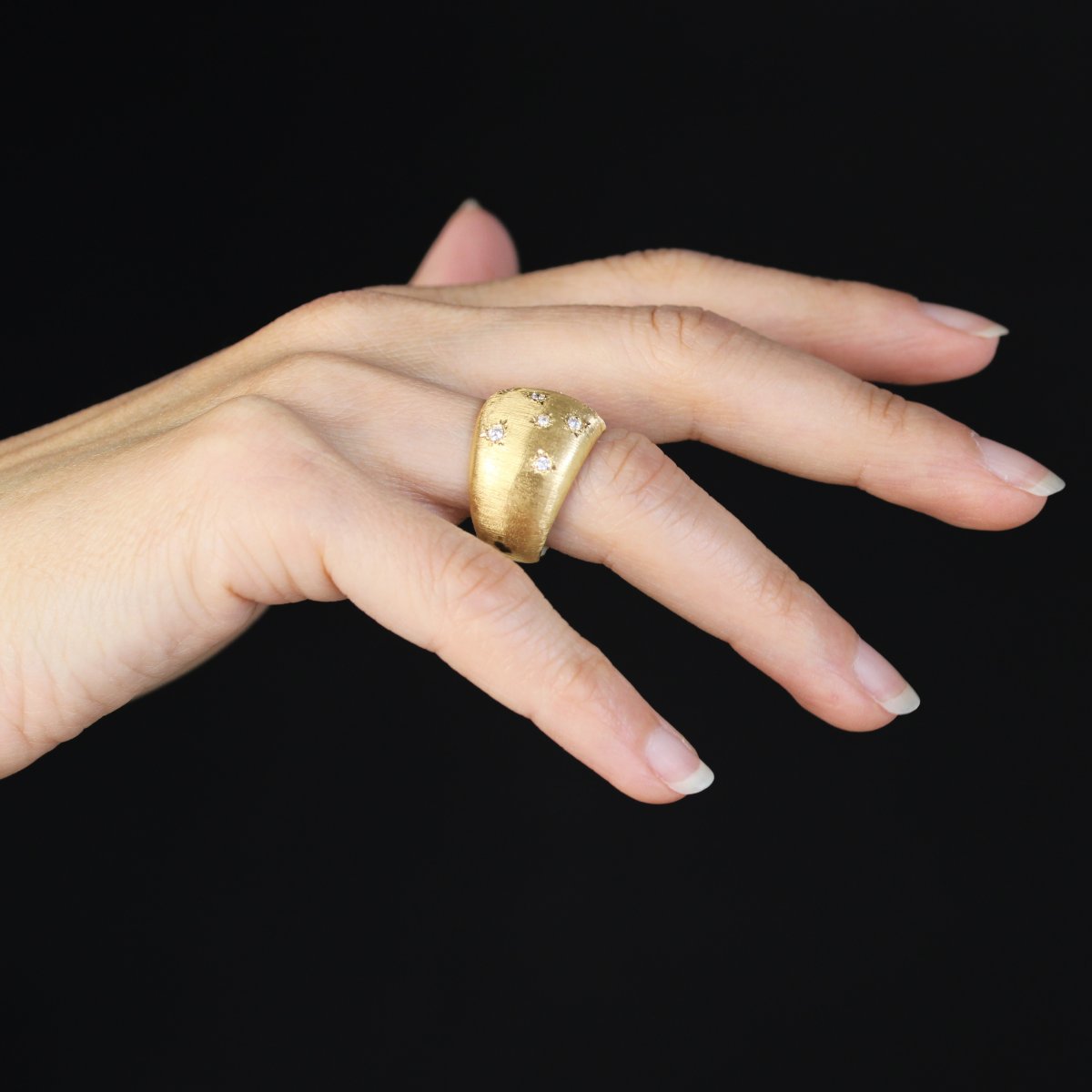Bangle Ring Yellow Gold Diamonds Satin-photo-5