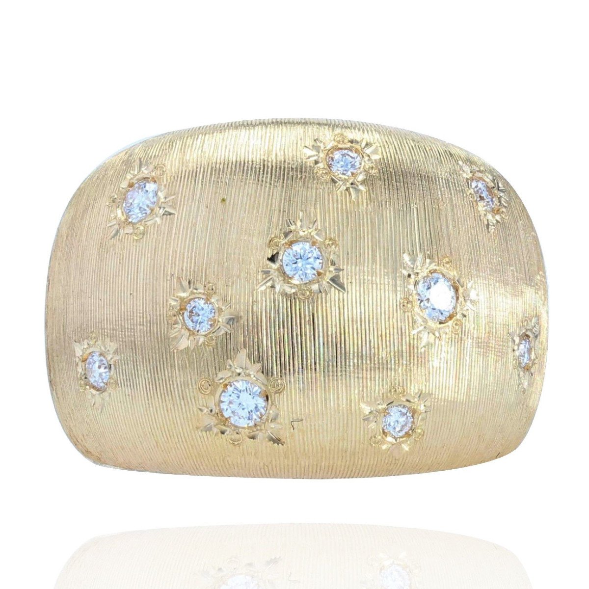 Bangle Ring Yellow Gold Diamonds Satin