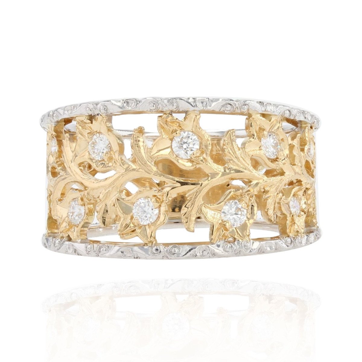 2 Gold Floral Bandeau Diamond Ring
