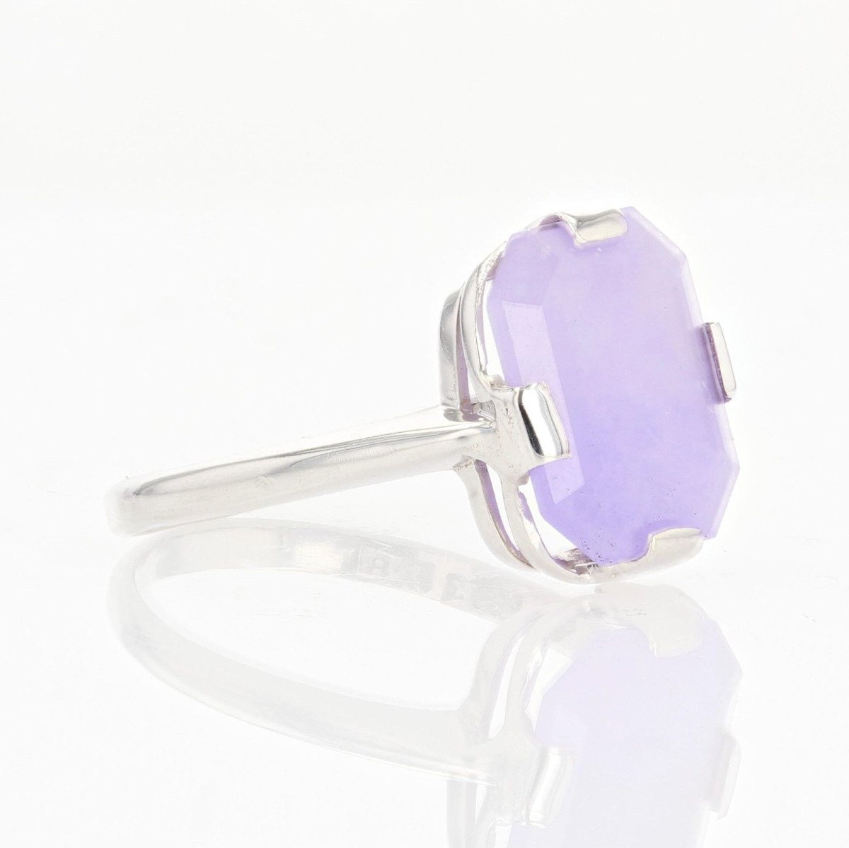 Bague Jade Parme Monté Sur Or Blanc-photo-1