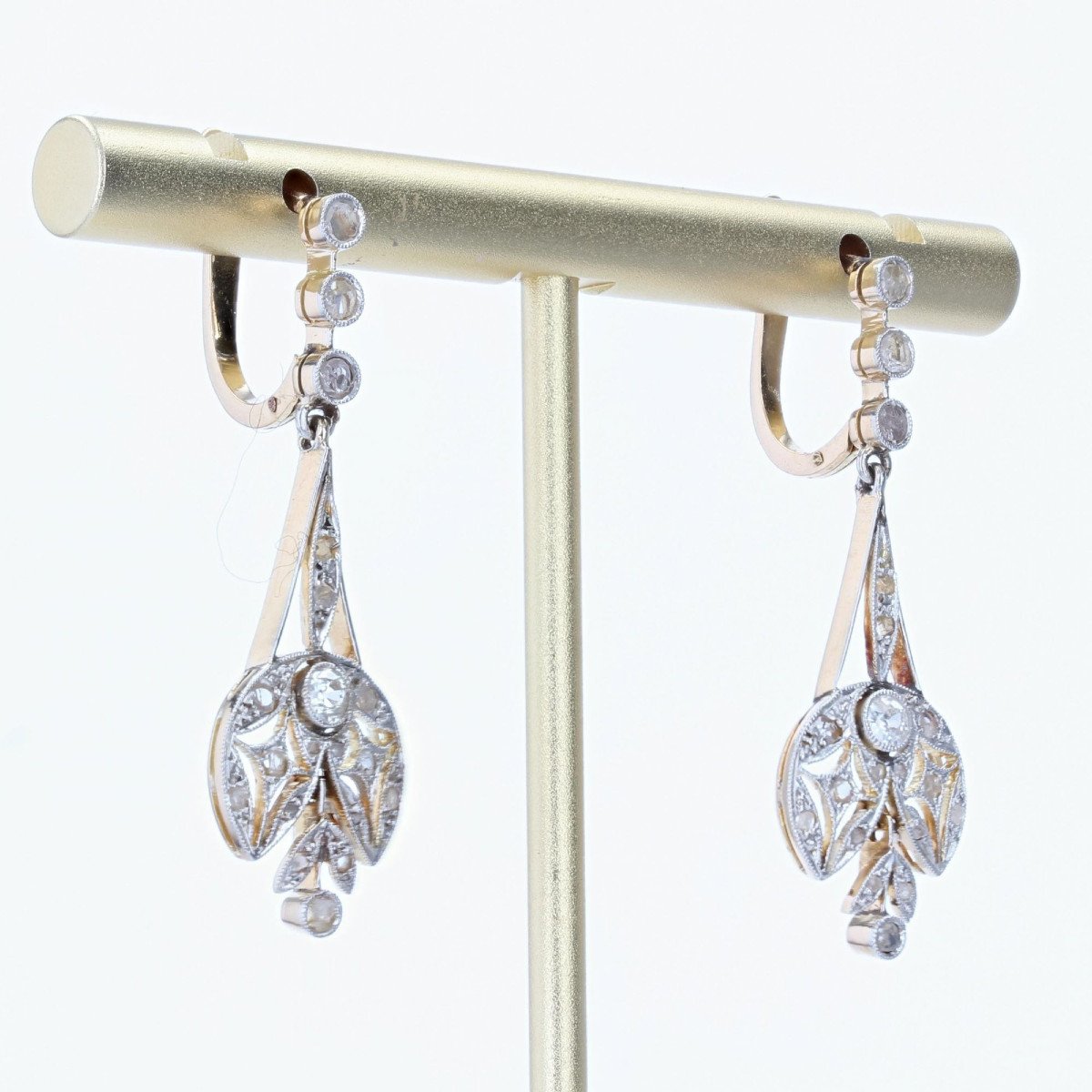 Belle Epoque Antique Diamond Earrings-photo-4