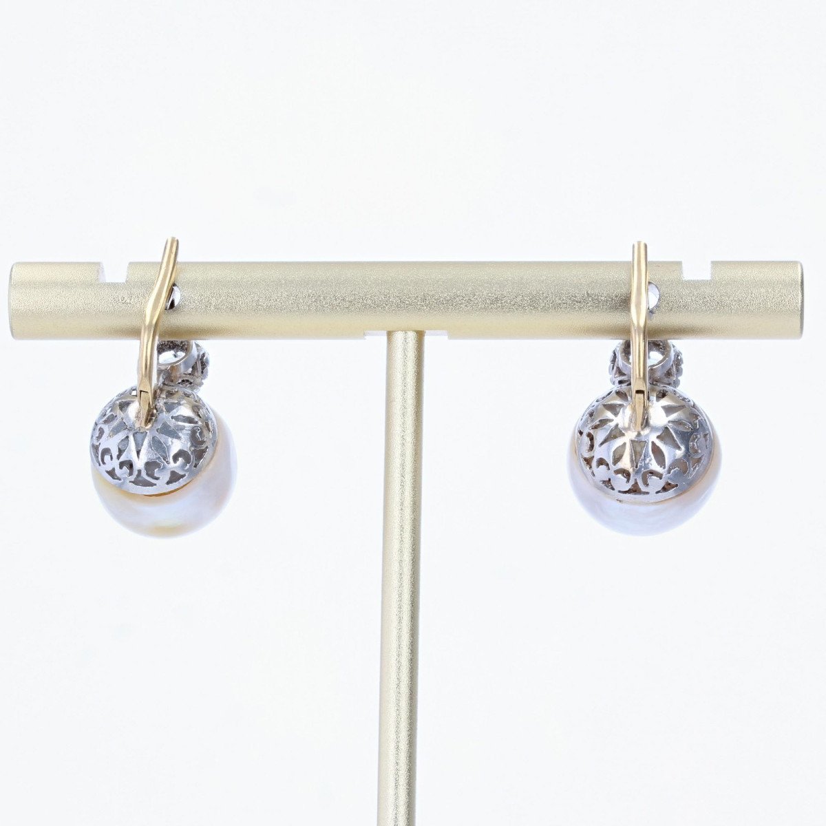 Boucles d'Oreilles Perles Mabé Et Diamants-photo-4