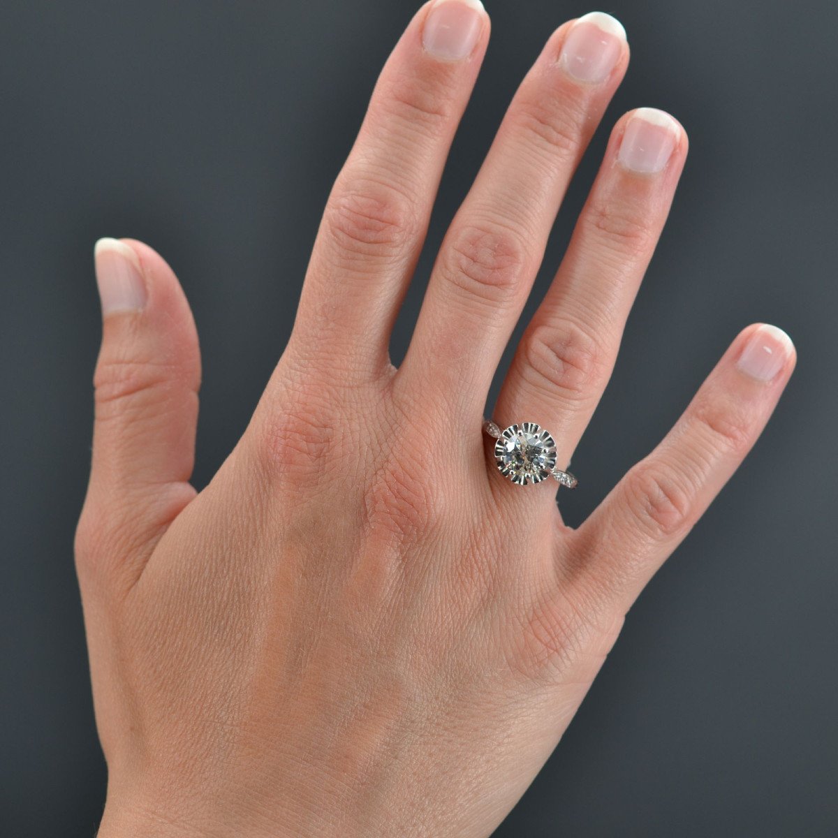 Bague Solitaire Ancien Diamants-photo-4