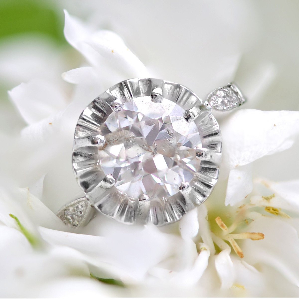 Bague Solitaire Ancien Diamants-photo-1
