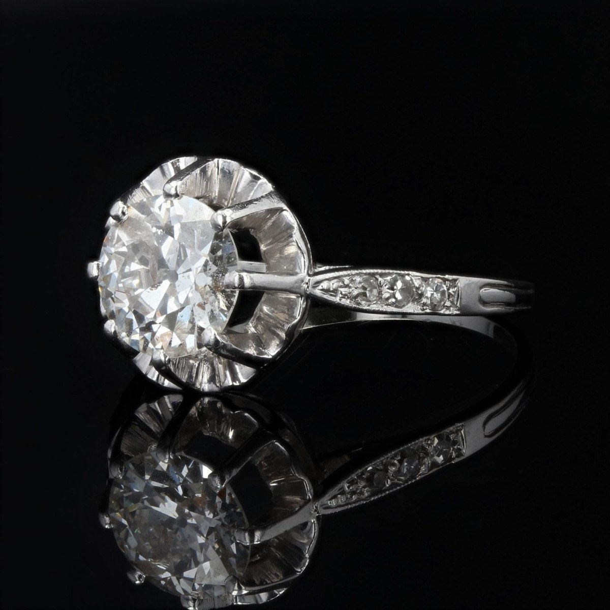 Bague Solitaire Ancien Diamants-photo-2