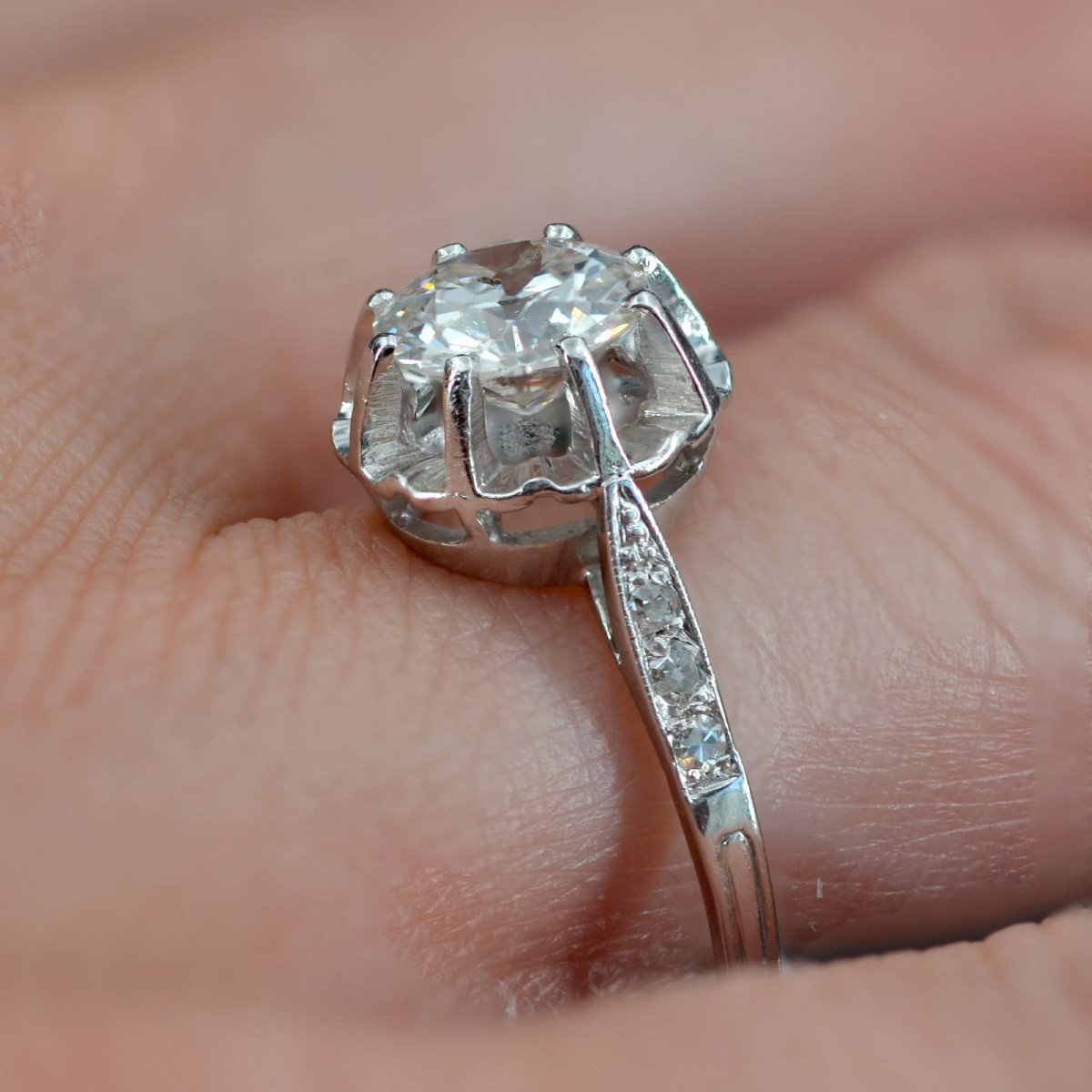 Bague Solitaire Ancien Diamants-photo-4