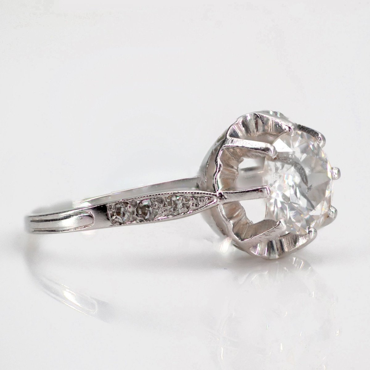 Bague Solitaire Ancien Diamants-photo-5
