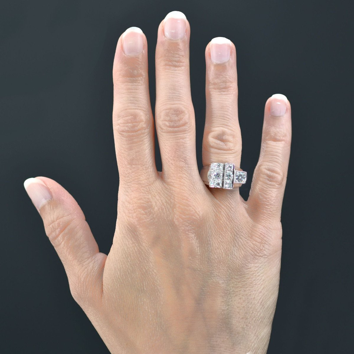 Art Deco Diamond Signet Ring-photo-2