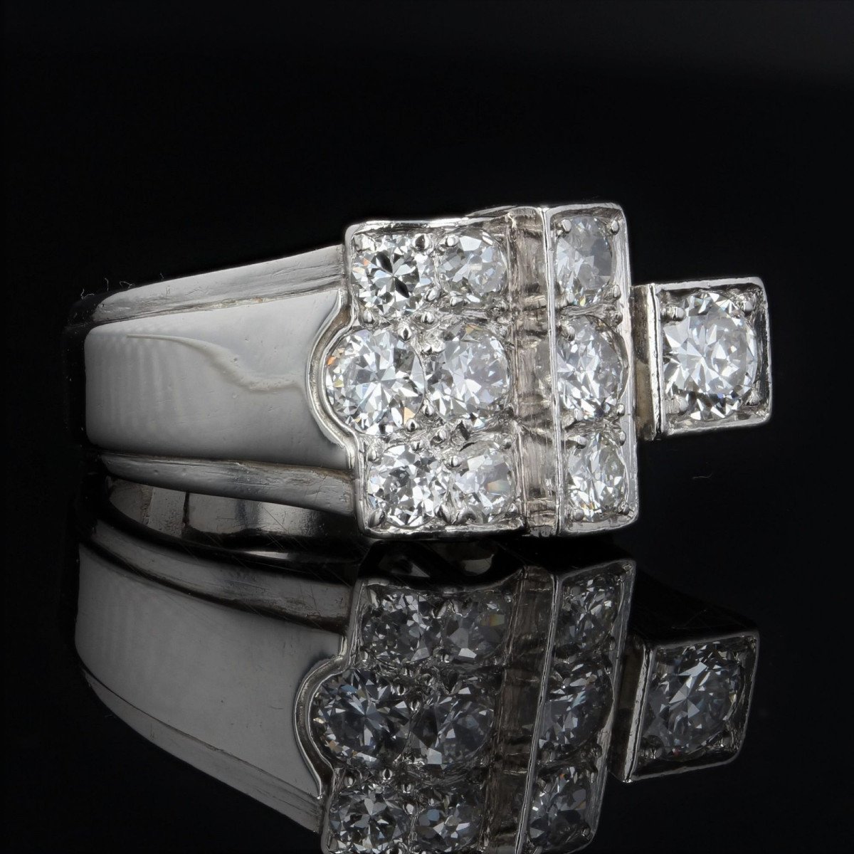 Art Deco Diamond Signet Ring-photo-4