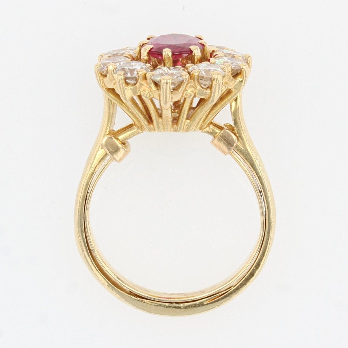 Bague Marguerite Or Jaune Rubis Diamants-photo-4