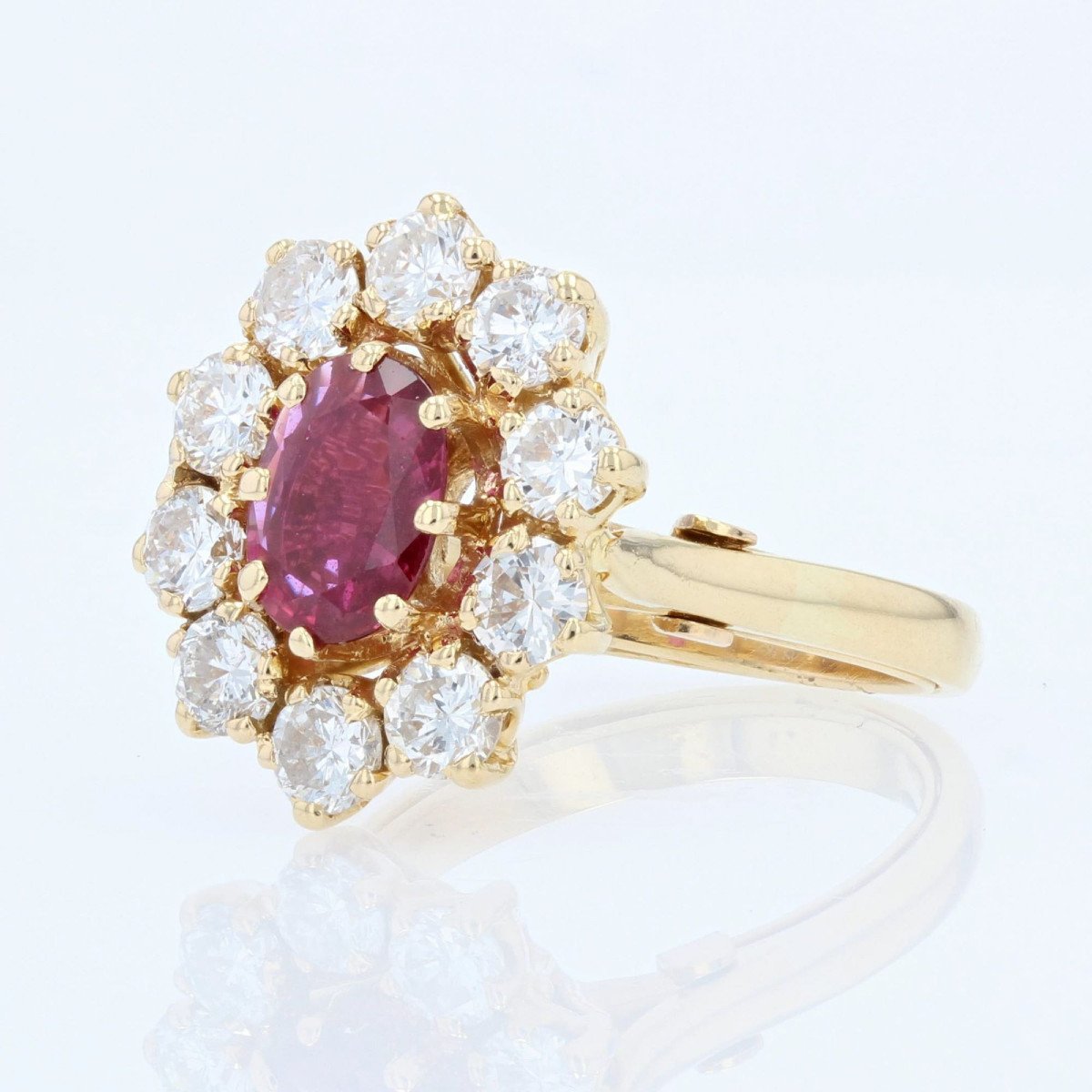 Bague Marguerite Or Jaune Rubis Diamants-photo-4