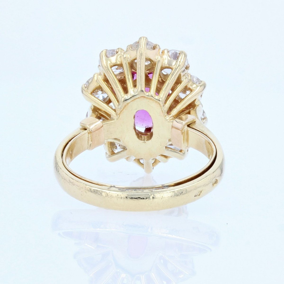 Bague Marguerite Or Jaune Rubis Diamants-photo-5