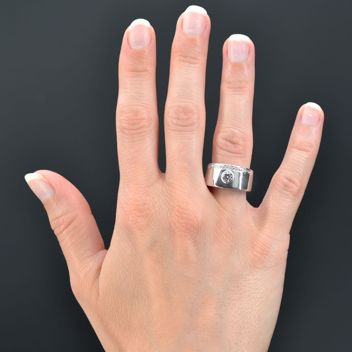 Bague Or Blanc Diamants Moderne-photo-2