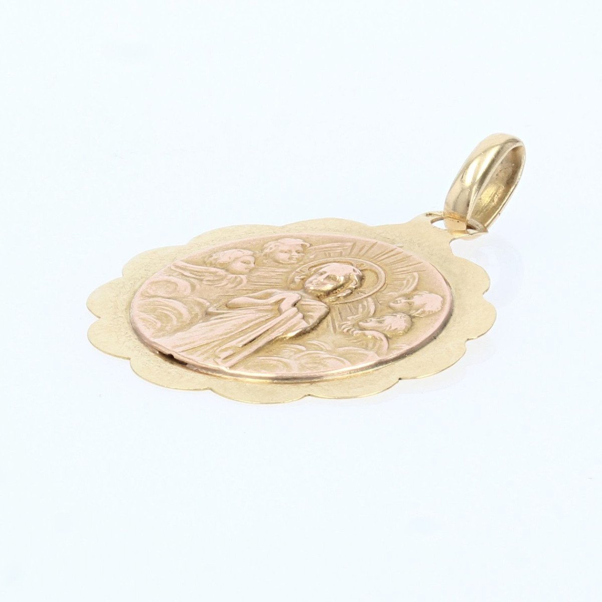 Medal Yellow Gold And Rose Gold Christ Surrounded By Angels-photo-3