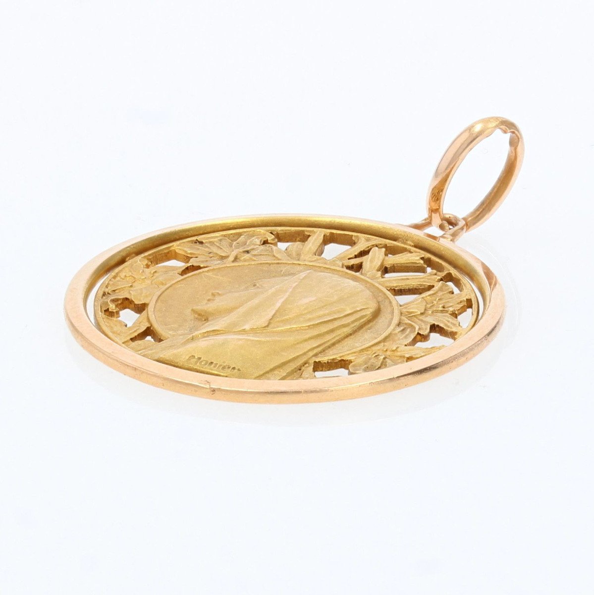 Médaille Vierge Auréolée Ajourée En Or Rose-photo-3