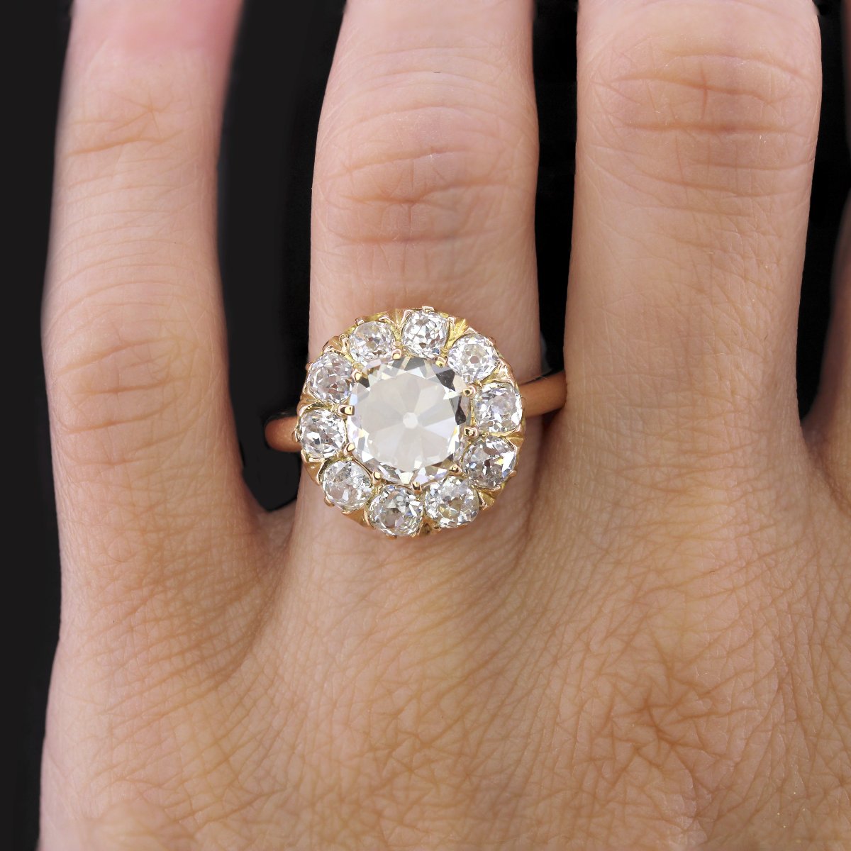Bague Marguerite Ancienne Diamants En Rose-photo-2