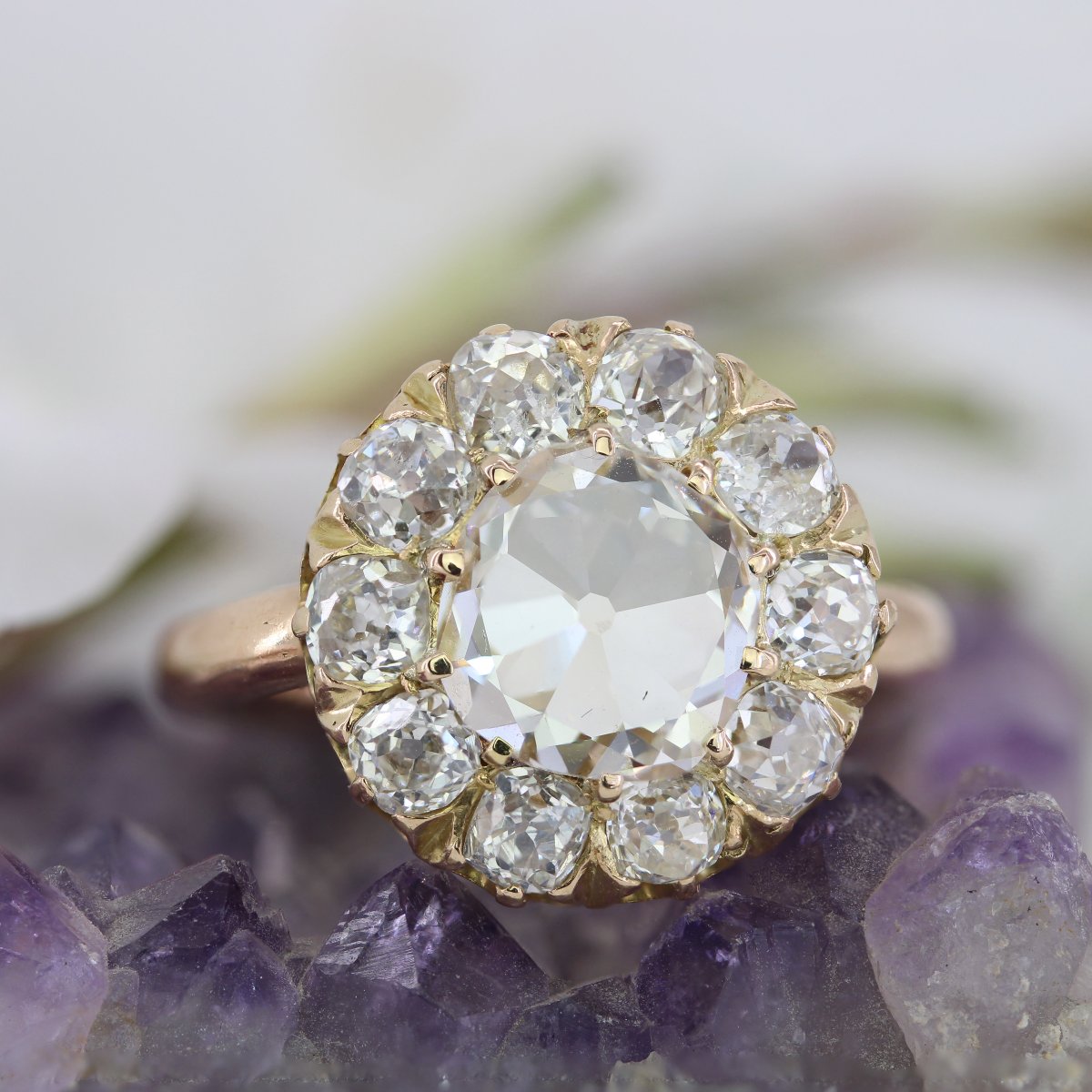 Bague Marguerite Ancienne Diamants En Rose-photo-3