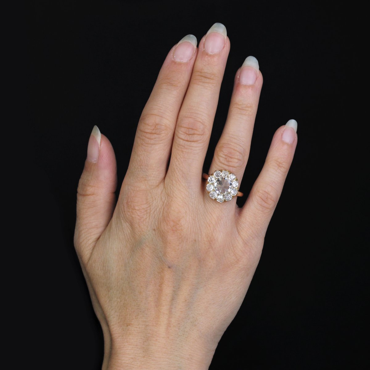 Bague Marguerite Ancienne Diamants En Rose-photo-1