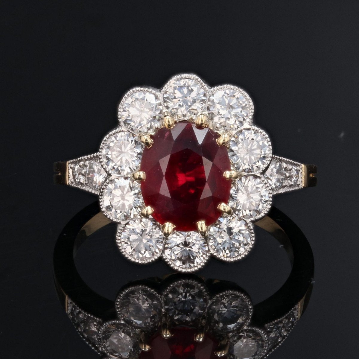 Bague Rubis Diamants En Marguerite-photo-3