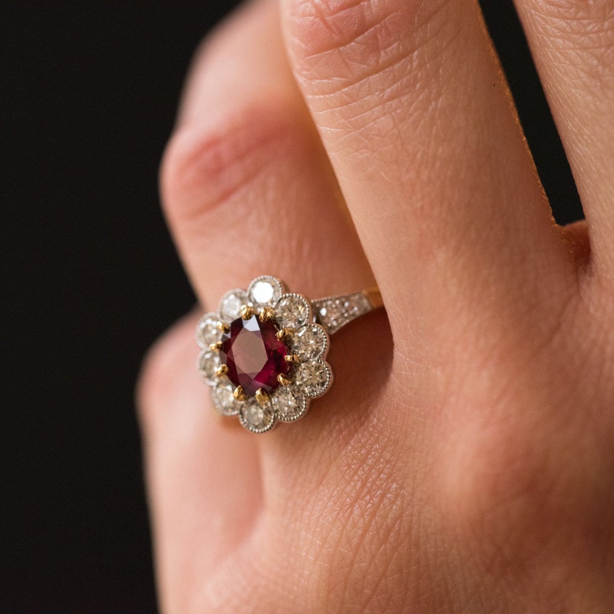 Bague Rubis Diamants En Marguerite-photo-1