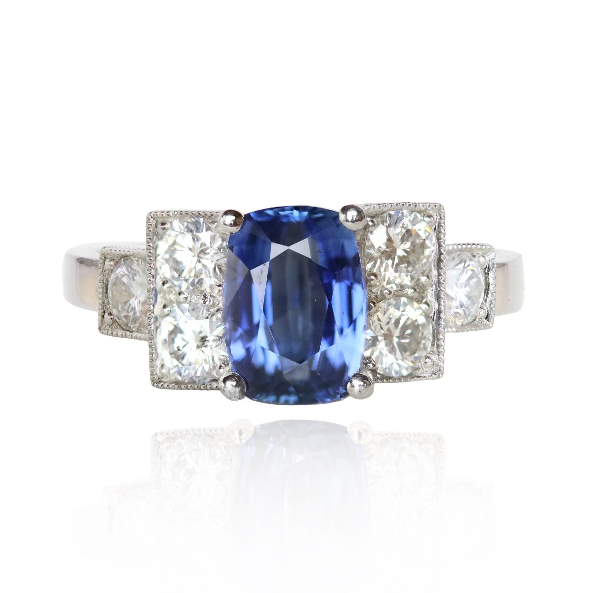 Art Deco Style Sapphire Diamond Ring
