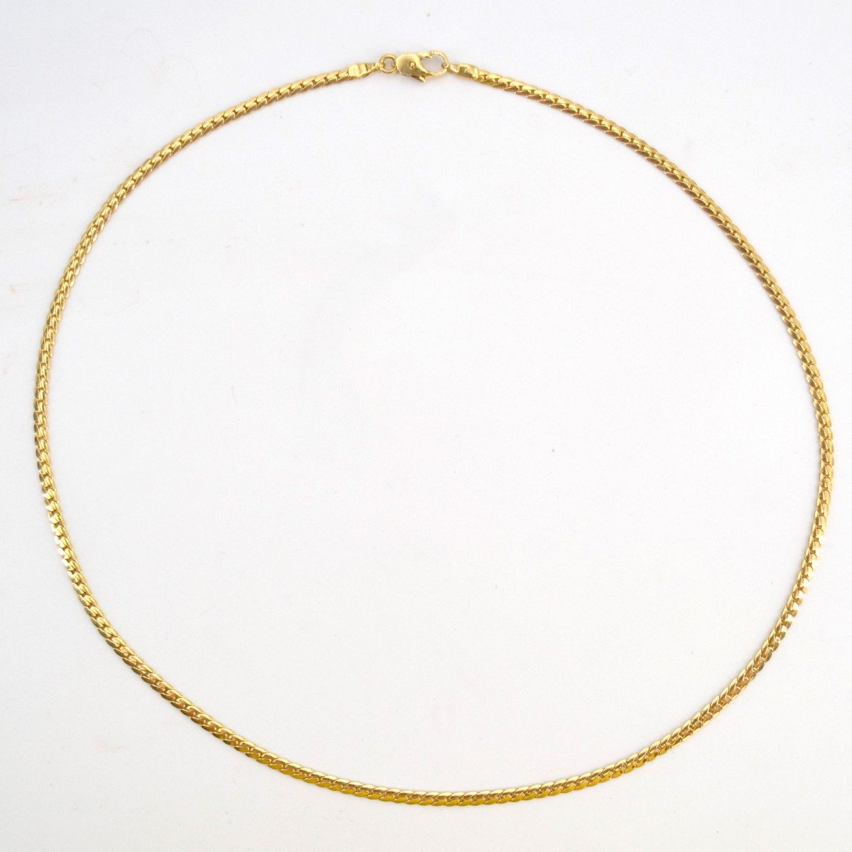 Yellow Gold Flat Curb Chain Necklace-photo-3