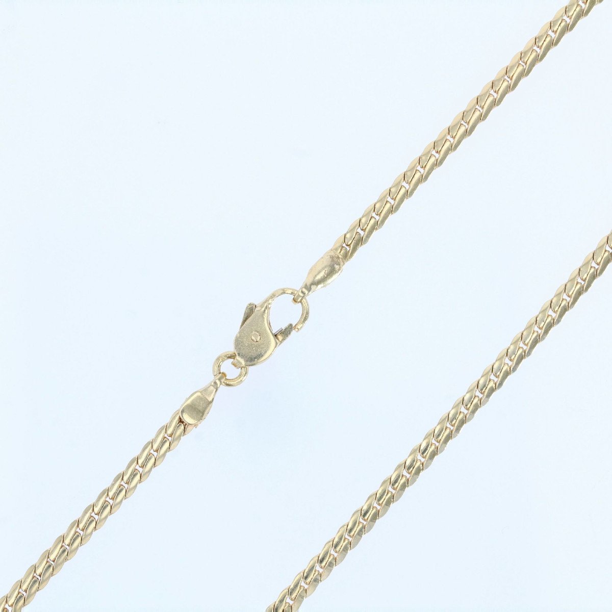 Yellow Gold Flat Curb Chain Necklace-photo-4