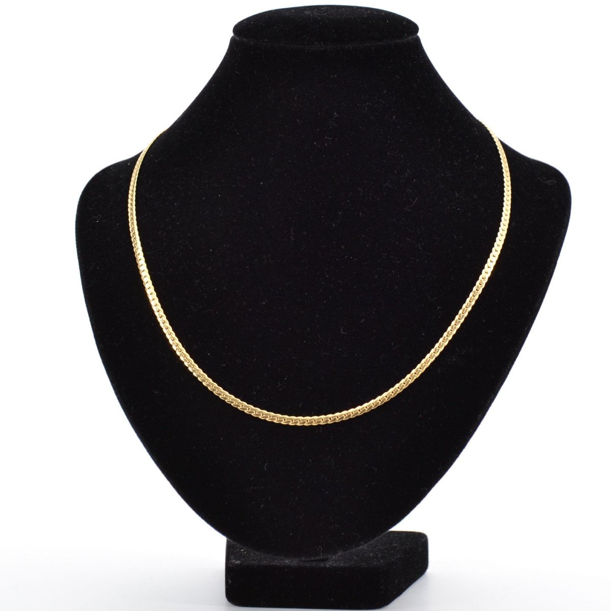 Yellow Gold Flat Curb Chain Necklace-photo-1
