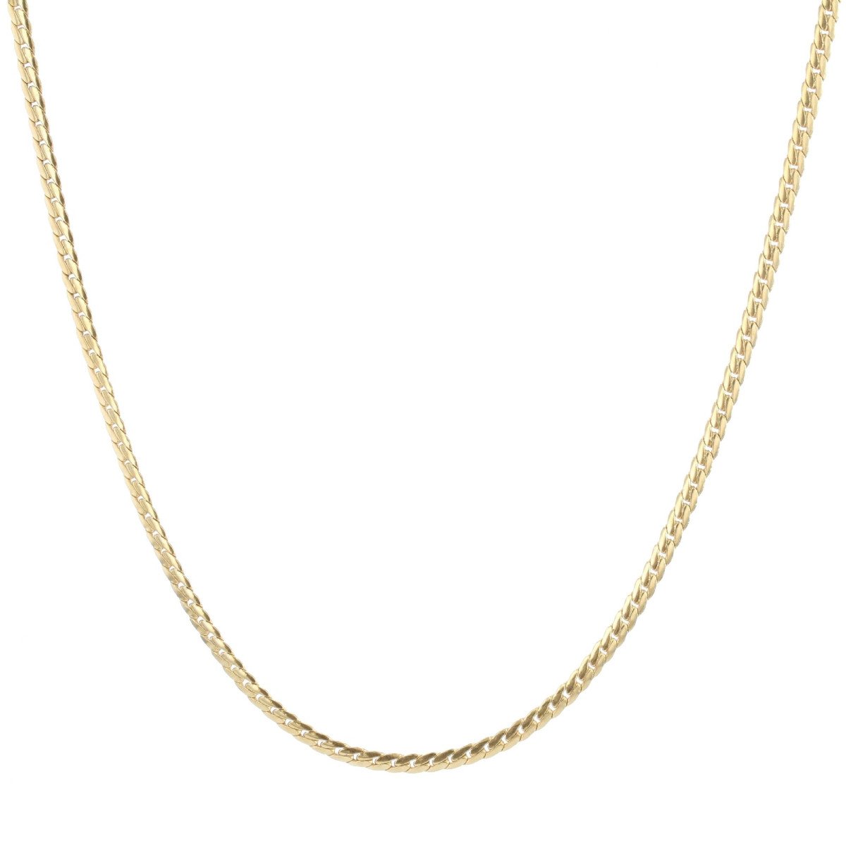 Yellow Gold Flat Curb Chain Necklace