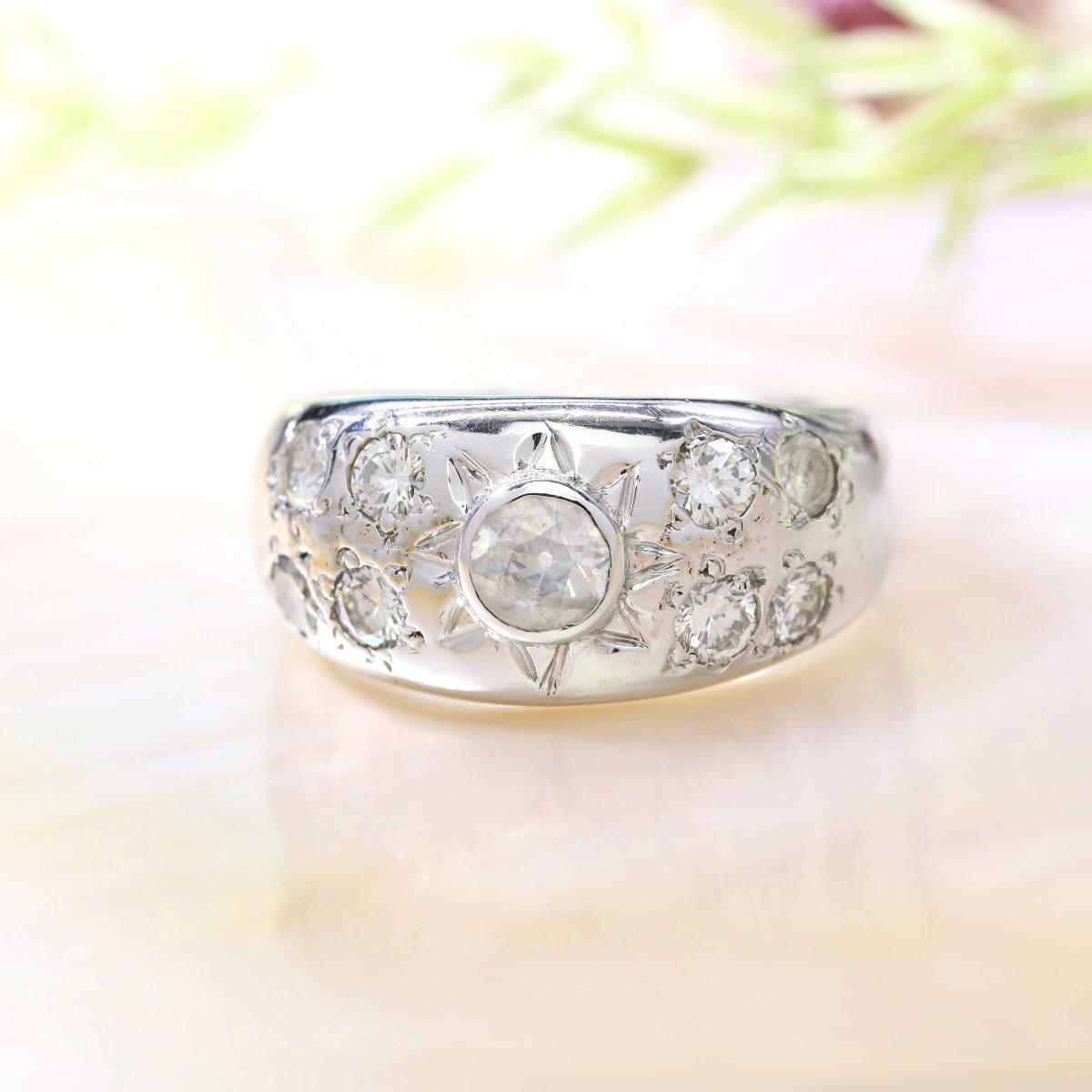 White Gold Diamond Bangle Ring-photo-3