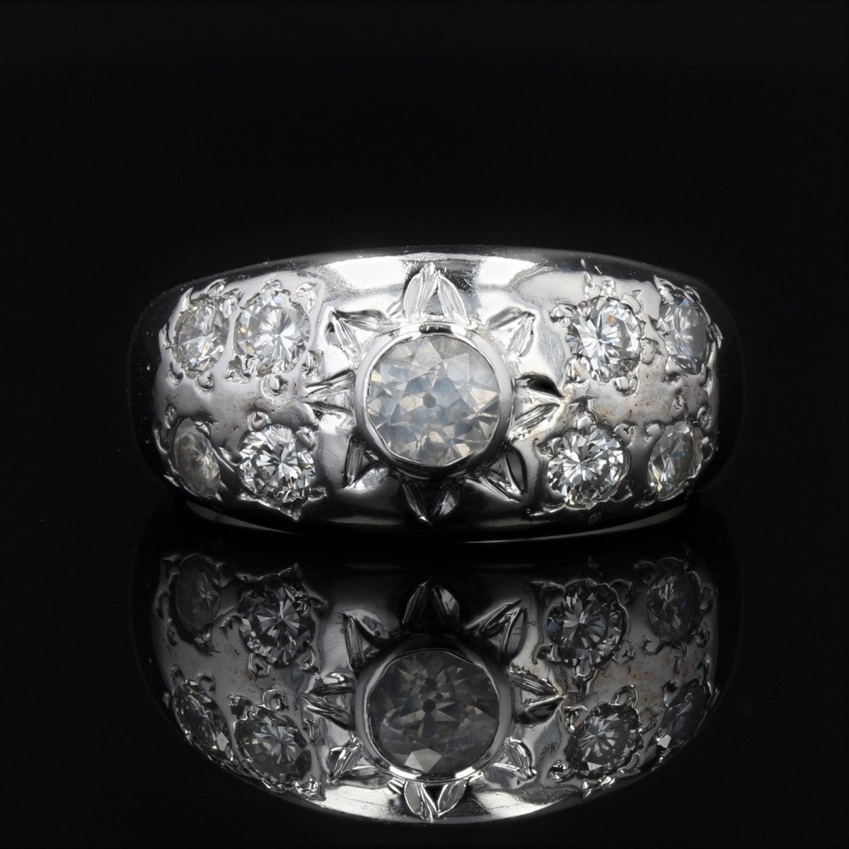 White Gold Diamond Bangle Ring-photo-4