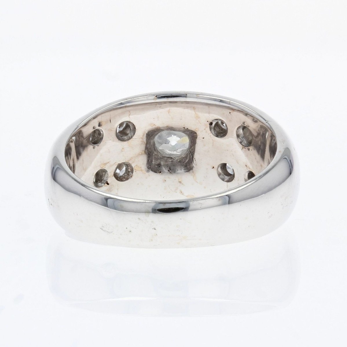 Bague Jonc Diamants Or Blanc-photo-5