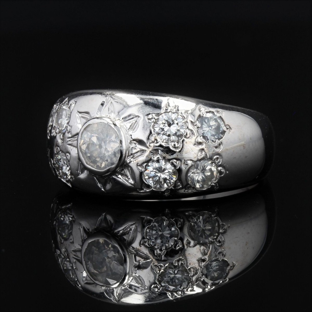 White Gold Diamond Bangle Ring-photo-2