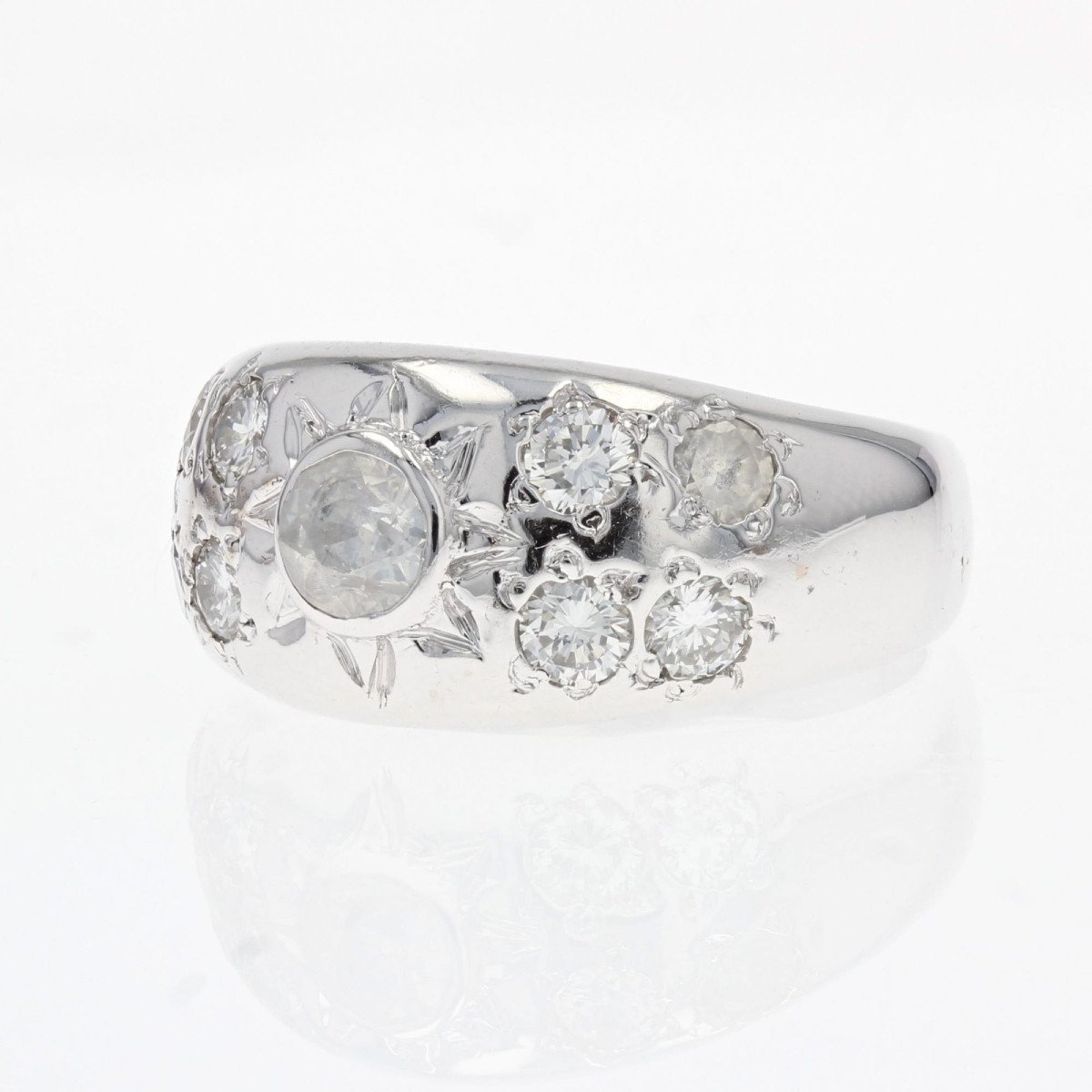 White Gold Diamond Bangle Ring-photo-3